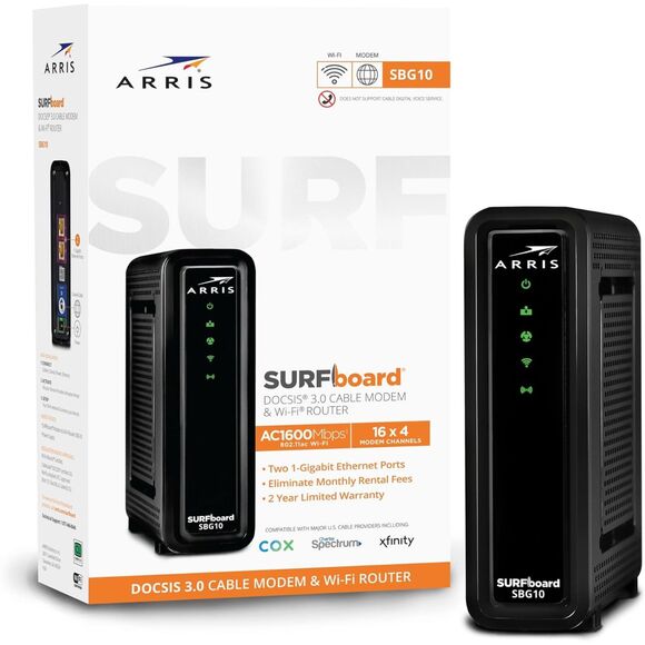 ARRIS SBG10 SURFboard DOCSIS 3.0 Cable Modem & Wi-Fi® Router - New - Picture 4 of 7